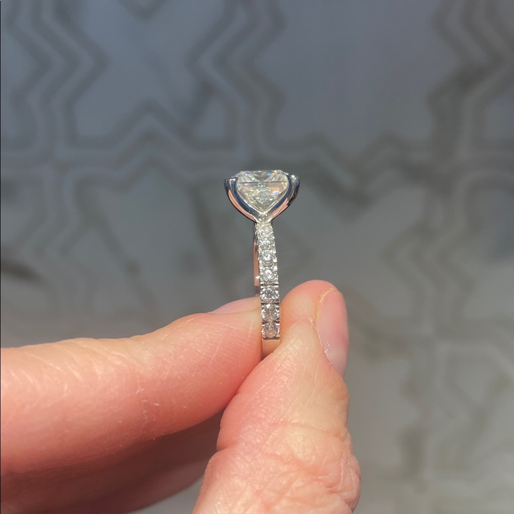 3 Carat Princess Cut Moissanite Engagement Ring - Picture 6 of 8